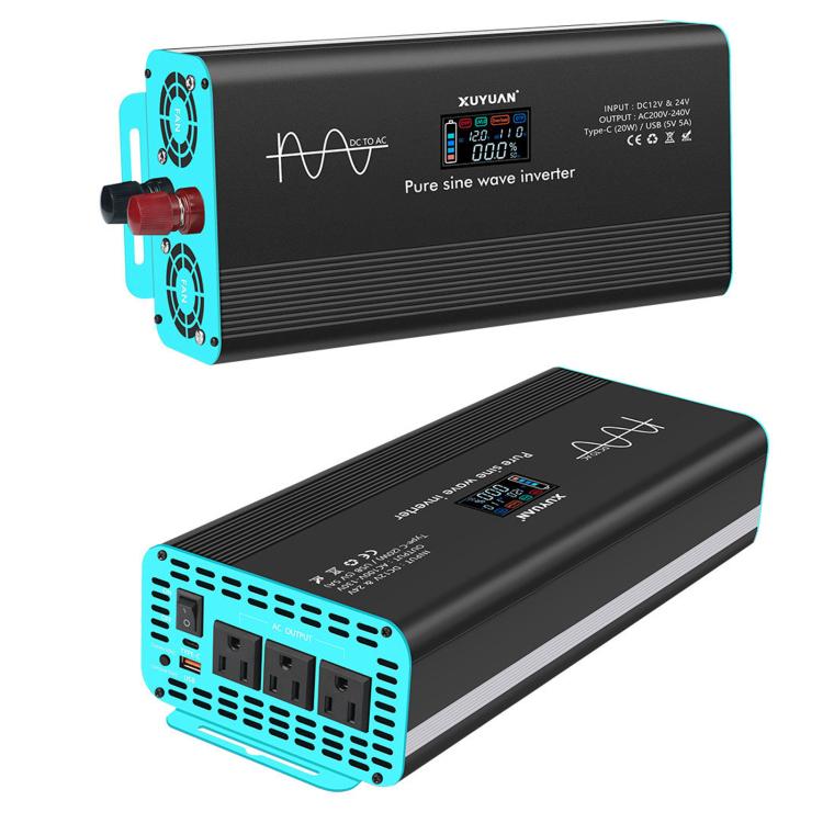 XUYUAN 12V/24V To 110V Pure Sine Wave Inverter, US Plug, 800W, 1400W, 2000W, 3000W