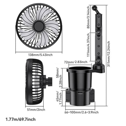 SHUNWEI 2 In 1 Car Cup Holder Multifunctional Adjustable Fan, SD-2704
