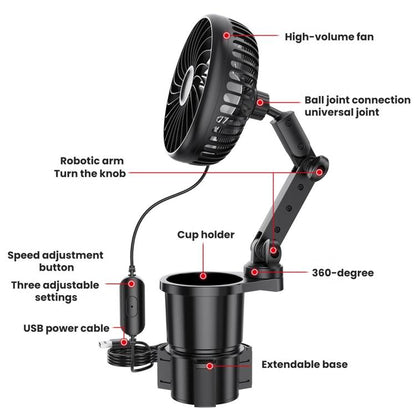 SHUNWEI 2 In 1 Car Cup Holder Multifunctional Adjustable Fan, SD-2704