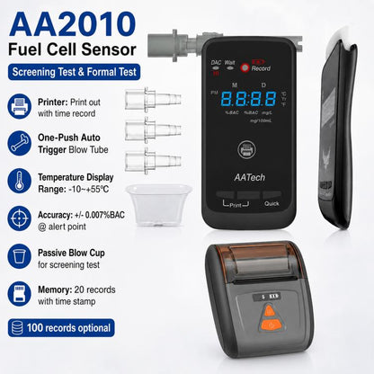 High-precision Electrochemical Alcohol Detector With Wireless Printer, EU Plug