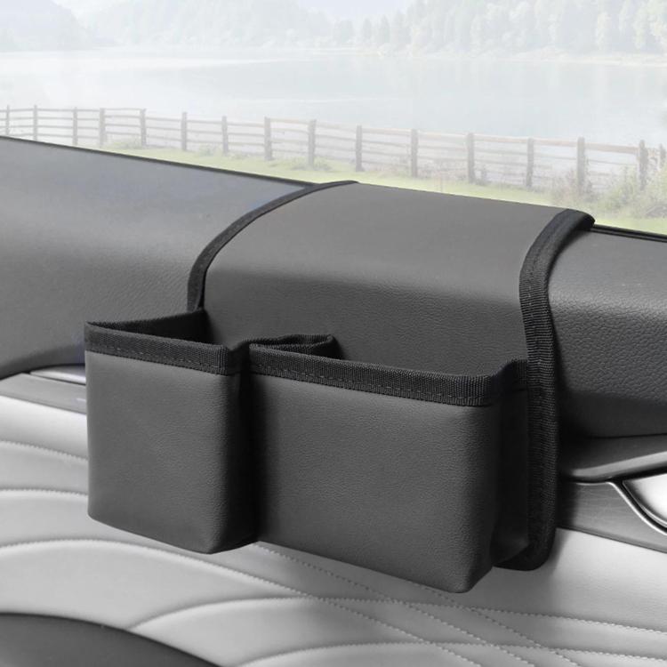 Multifunctional Car Cup Holder Foldable Window Door Side Storage Box, Oxford Fabric Black, Leather Black, Leather Grey, Leather Beige, Leather Red