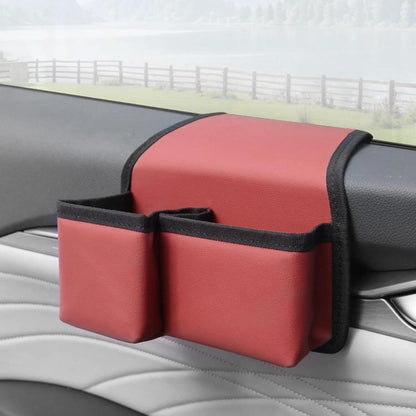 Multifunctional Car Cup Holder Foldable Window Door Side Storage Box, Oxford Fabric Black, Leather Black, Leather Grey, Leather Beige, Leather Red