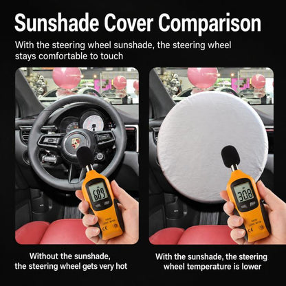 BY-1761 42cm Universal Sun Protection Heat Wheel Cover 190T Silver Coated Fabric Steering Wheel Sun Shade Cover