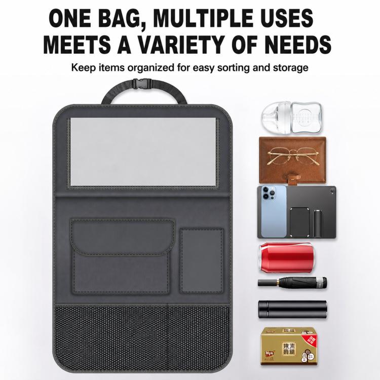 BY-1608 Oxford Cloth Car Seat Back Storage Bag Foldable Vehicle Dining Table Backseat Organizer, BY-1608