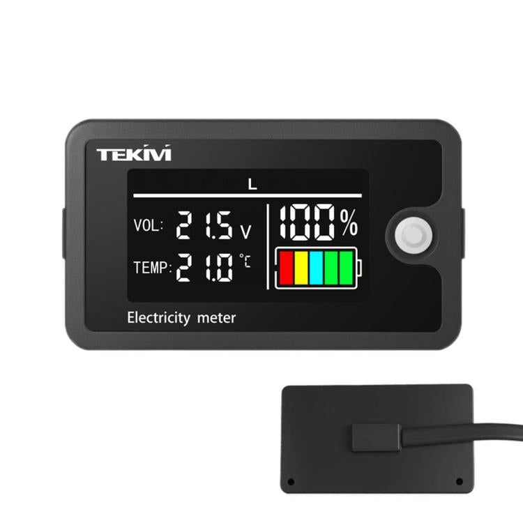 TEKM 8-100V Universal LCD Two-Wire Battery Voltage Meter with Digital Display, Standard, Waterproof, Waterproof + Stand, Waterproof + Stand + Base