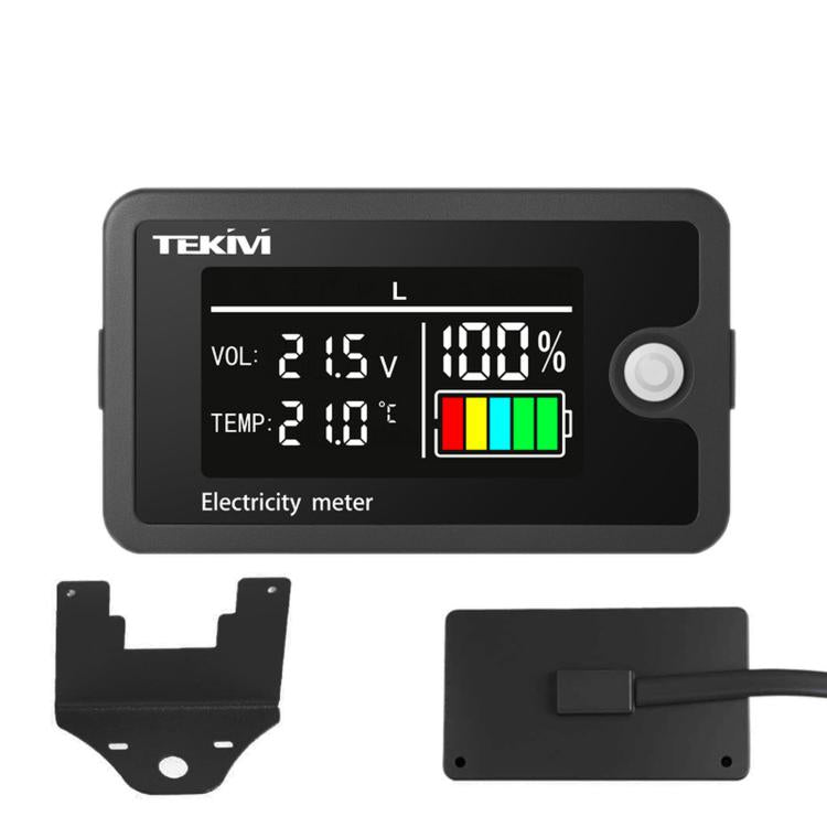 TEKM 8-100V Universal LCD Two-Wire Battery Voltage Meter with Digital Display, Standard, Waterproof, Waterproof + Stand, Waterproof + Stand + Base