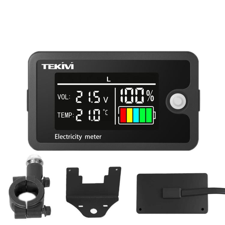 TEKM 8-100V Universal LCD Two-Wire Battery Voltage Meter with Digital Display, Standard, Waterproof, Waterproof + Stand, Waterproof + Stand + Base