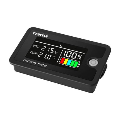 TEKM 8-100V Universal LCD Two-Wire Battery Voltage Meter with Digital Display, Standard, Waterproof, Waterproof + Stand, Waterproof + Stand + Base