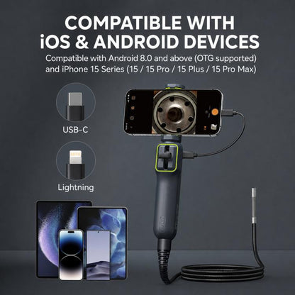 ANYKIT AD100 360-Degree Rotatable Industrial Endoscope IP67 Waterproof HD Auto Repair Borescope, AD100