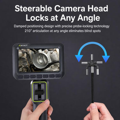 ANYKIT AD430 360-Degree Rotating Industrial Endoscope HD 4.3 inch Screen Pipe & Auto Inspection Borescope, AD430