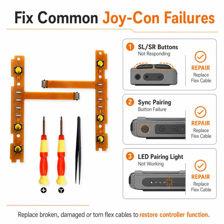 For Nintendo Switch Joy-Con SL SR Button Ribbon Flex Cable Replacement, Left Side Kit, Right Side Kit, Complete Pair Kit