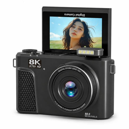 8K Digital Camera With 3.0 Inch IPS Screen 18X Zoom Auto Focus WiFi Micro Camera, White No Memory Card, Black No Memory Card, Pink No Memory Card, White 32GB Memory Card+USB Card Reader, Black 32GB Memory Card+USB Card Reader