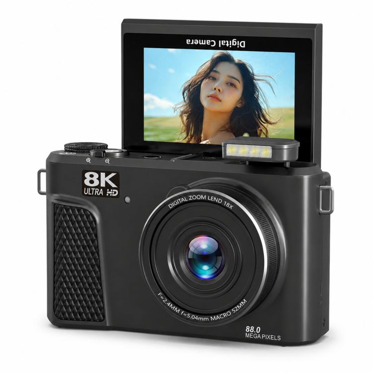 8K Digital Camera With 3.0 Inch IPS Screen 18X Zoom Auto Focus WiFi Micro Camera, White No Memory Card, Black No Memory Card, Pink No Memory Card, White 32GB Memory Card+USB Card Reader, Black 32GB Memory Card+USB Card Reader