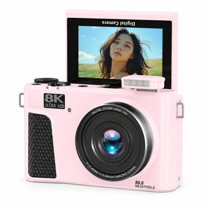 8K Digital Camera With 3.0 Inch IPS Screen 18X Zoom Auto Focus WiFi Micro Camera, White No Memory Card, Black No Memory Card, Pink No Memory Card, White 32GB Memory Card+USB Card Reader, Black 32GB Memory Card+USB Card Reader