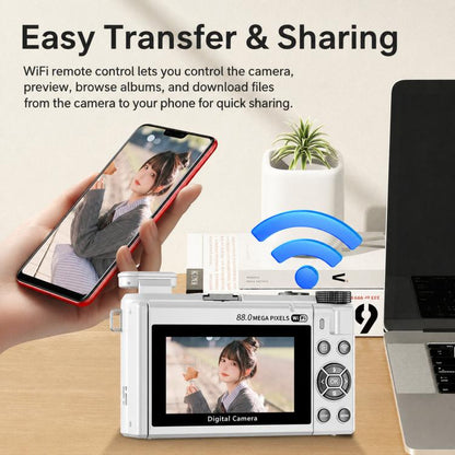 8K Digital Camera With 3.0 Inch IPS Screen 18X Zoom Auto Focus WiFi Micro Camera, White No Memory Card, Black No Memory Card, Pink No Memory Card, White 32GB Memory Card+USB Card Reader, Black 32GB Memory Card+USB Card Reader
