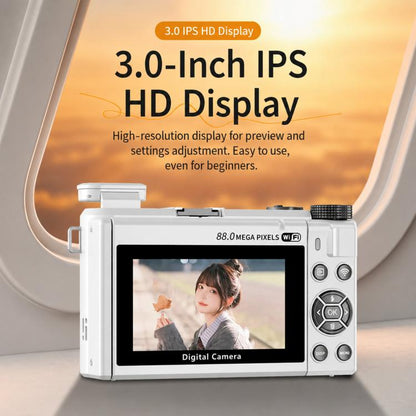 8K Digital Camera With 3.0 Inch IPS Screen 18X Zoom Auto Focus WiFi Micro Camera, White No Memory Card, Black No Memory Card, Pink No Memory Card, White 32GB Memory Card+USB Card Reader, Black 32GB Memory Card+USB Card Reader