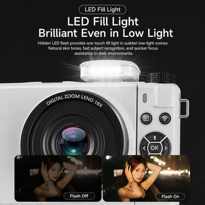 8K Digital Camera With 3.0 Inch IPS Screen 18X Zoom Auto Focus WiFi Micro Camera, White No Memory Card, Black No Memory Card, Pink No Memory Card, White 32GB Memory Card+USB Card Reader, Black 32GB Memory Card+USB Card Reader
