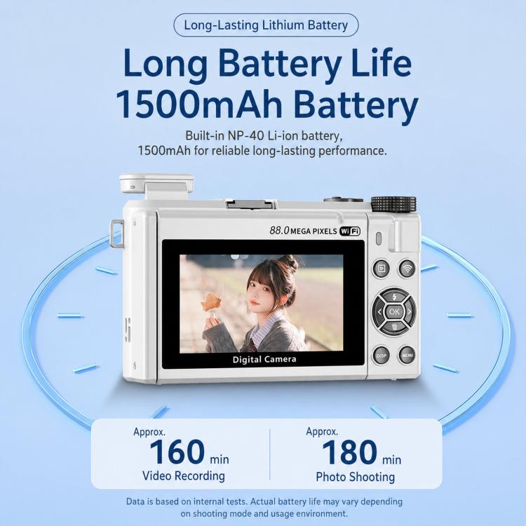 8K Digital Camera With 3.0 Inch IPS Screen 18X Zoom Auto Focus WiFi Micro Camera, White No Memory Card, Black No Memory Card, Pink No Memory Card, White 32GB Memory Card+USB Card Reader, Black 32GB Memory Card+USB Card Reader