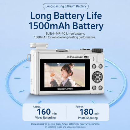 8K Digital Camera With 3.0 Inch IPS Screen 18X Zoom Auto Focus WiFi Micro Camera, White No Memory Card, Black No Memory Card, Pink No Memory Card, White 32GB Memory Card+USB Card Reader, Black 32GB Memory Card+USB Card Reader