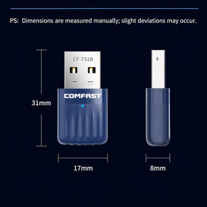 COMFAST CF-731B WiFi 6 Bluetooth 5.4 USB Adapter AX600 Dual Band 2.4G/5G Wireless Network Card, CF-731B