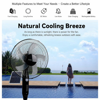 Solar Pedestal Fan With 18000mAh Battery 16 inch Standing Fan