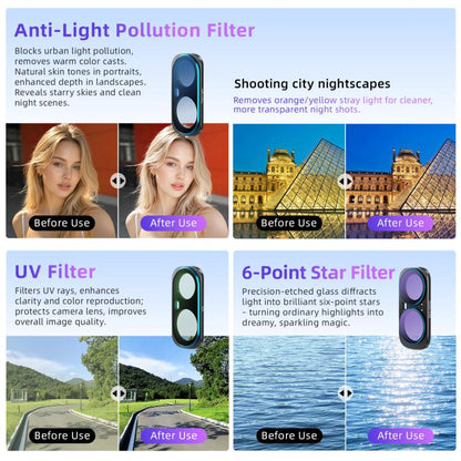 For Insta360 Luna Ultra aMagisn Magnetic Lens Filter, Adj CPL/UV/Black Mist/VND2-32/LPR, Adj CPL/UV/Black Mist/VND2-32, Adj CPL/VND2-32, ND8/16/32/64/128, Adjustable CPL Filter, 1/4 Black Diffusion, LPR, VND2-32, ND8, ND16, ND32, ND64, ND128, 6-Point Star
