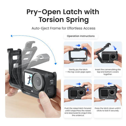 For DJI OSMO Action 6 aMagisn Utility Frame Protective Camera Cage with Cold Shoe Mount & 1/4inch Threaded Hole
