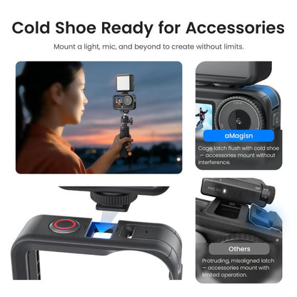 For DJI OSMO Action 6 aMagisn Utility Frame Protective Camera Cage with Cold Shoe Mount & 1/4inch Threaded Hole