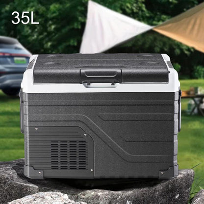 Portable Compressor Car Fridge Dual Temperature Control Vehicle Refrigerator With Wheels, 35L, 45L, 55L