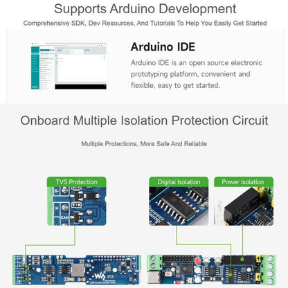 WAVESHARE ESP32-S3 Control Board With RS485 And CAN Communication Interfaces, Supports Wi-Fi / Bluetooth, Built-In Multiple Protection Circuits, External Antenna, Onboard Antenna