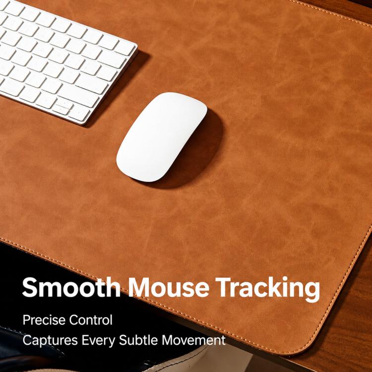 Crazy Horse Leather And Cork Desk Pad Stitched Edge Desk Mat With Matching Strap, 60x30cm, 70x35cm, 80x40cm, 90x45cm