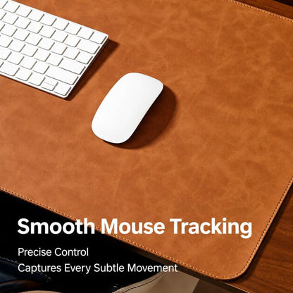 Crazy Horse Leather And Cork Desk Pad Stitched Edge Desk Mat With Matching Strap, 60x30cm, 70x35cm, 80x40cm, 90x45cm