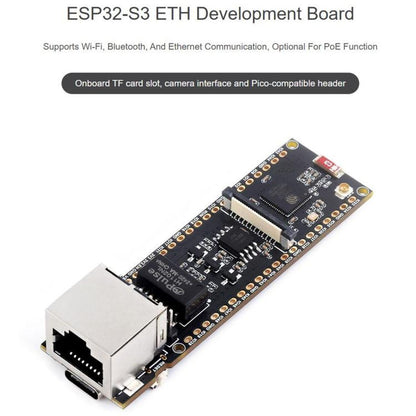 WAVESHARE ESP32-S3 ETH Development Board, 10/100Mbps RJ45 Ethernet Port, Wi-Fi & Bluetooth Support, 240MHz Dual Core Processor, Single Board No Soldered Pin Header, Mainboard+OV5640 Camera No Soldered Pin Header