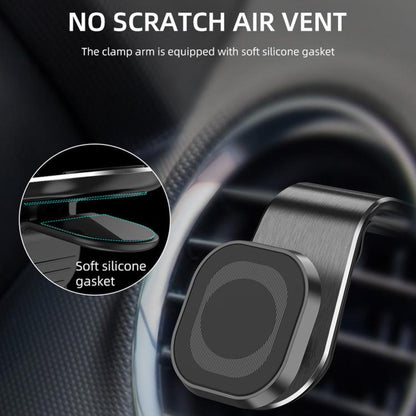 L-Shape Magnetic Car Phone Holder Vent Mount with Strong Magnets & Silicone Clip