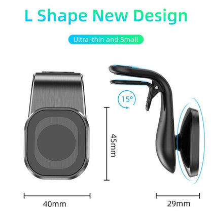 L-Shape Magnetic Car Phone Holder Vent Mount with Strong Magnets & Silicone Clip