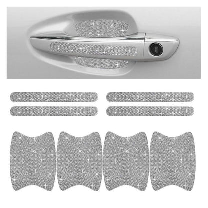 8pcs / Set Rhinestone Car Door Handle & Door Bowl Stickers Anti-Scratch Door Decor Decals