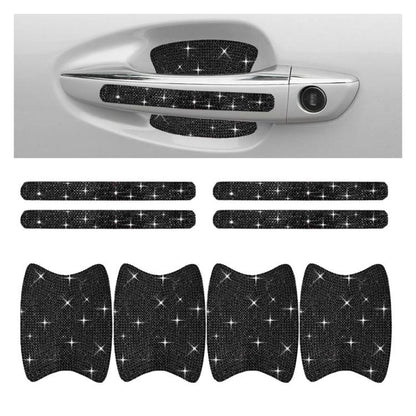 8pcs / Set Rhinestone Car Door Handle & Door Bowl Stickers Anti-Scratch Door Decor Decals