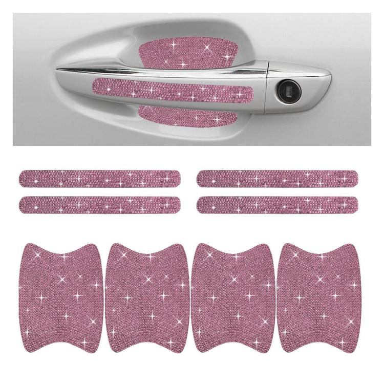 8pcs / Set Rhinestone Car Door Handle & Door Bowl Stickers Anti-Scratch Door Decor Decals