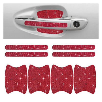 8pcs / Set Rhinestone Car Door Handle & Door Bowl Stickers Anti-Scratch Door Decor Decals