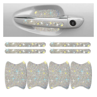 8pcs / Set Rhinestone Car Door Handle & Door Bowl Stickers Anti-Scratch Door Decor Decals