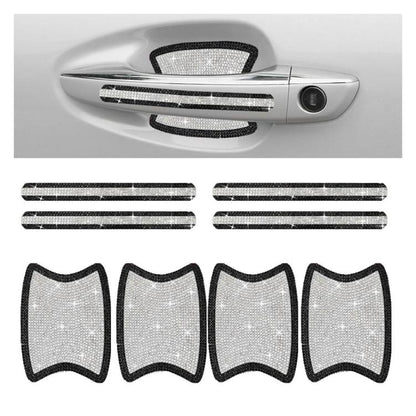 8pcs / Set Rhinestone Car Door Handle & Door Bowl Stickers Anti-Scratch Door Decor Decals