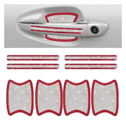 8pcs / Set Rhinestone Car Door Handle & Door Bowl Stickers Anti-Scratch Door Decor Decals