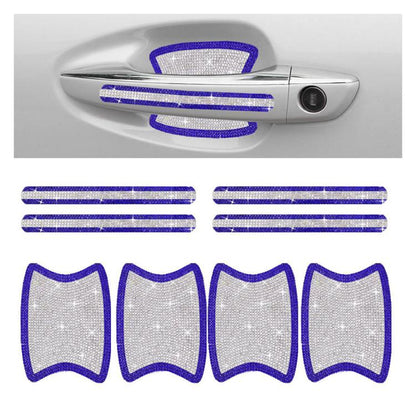8pcs / Set Rhinestone Car Door Handle & Door Bowl Stickers Anti-Scratch Door Decor Decals