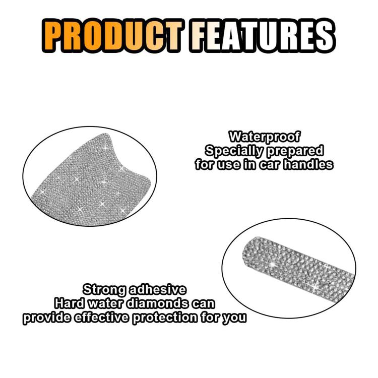 8pcs / Set Rhinestone Car Door Handle & Door Bowl Stickers Anti-Scratch Door Decor Decals