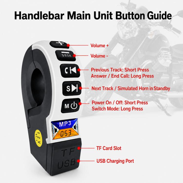 YL-037 12V Long Strip Motorcycle Speaker With Handlebar Switch Bluetooth FM Scooter Audio