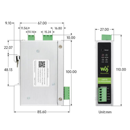 Waveshare CAN FD Protocol Converter CAN FD To RS232/RS485 Bidirectional Data Communication, CAN FD To RS232/RS485
