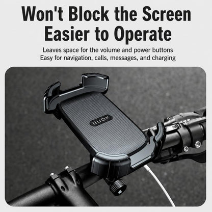 BUDK T02 Thickened Retractable Motorcycle Phone Holder Shockproof Bicycle Navigation Mount For Outdoor Riding, Rearview Mirror Black, Rearview Mirror Black Orange, Handlebar Black, Handlebar Black Orange
