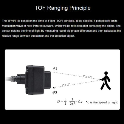 Waveshare 24896 TFmini-i Industrial Lidar Ranging Sensor 12m Ranging Distance, IP65 Protection, RS485 Industrial Interface
