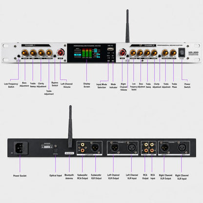 MP-300 Professional Audio Exciter Pre-Processor With Bluetooth USB Optical Input For KTV Stage, EU Plug, US Plug, UK Plug