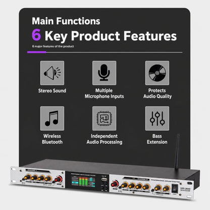 MP-300 Professional Audio Exciter Pre-Processor With Bluetooth USB Optical Input For KTV Stage, EU Plug, US Plug, UK Plug